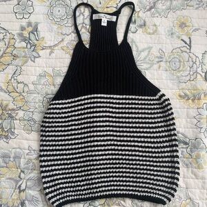 BRAND NEW, Size small black and white strip racerback crochet tank top
